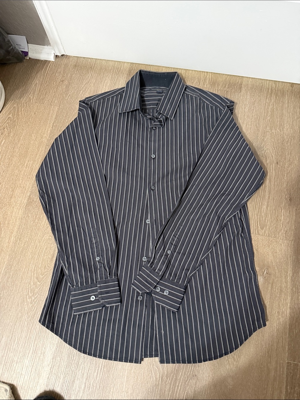 Banana Republic Charcoal Black Pinstripe Dress Shirt